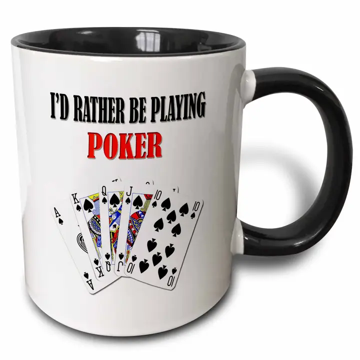 Two-Tone Black Mug - "I'd Rather Be Playing Poker" (11 oz)