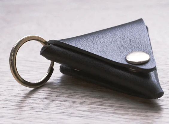 Black Leather 1/2 Dollar Size Coin Pouch