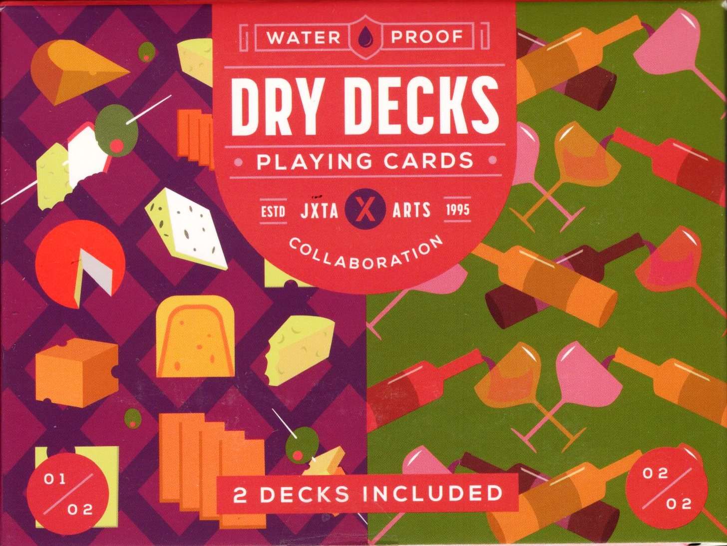 Cheesy Wine Plastic Playing Cards 2 Deck Set