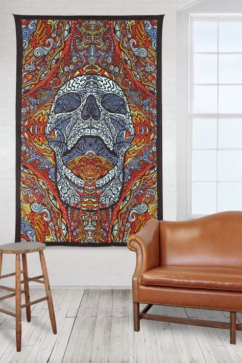 3D Tapestry Mindful Skull Tapestry