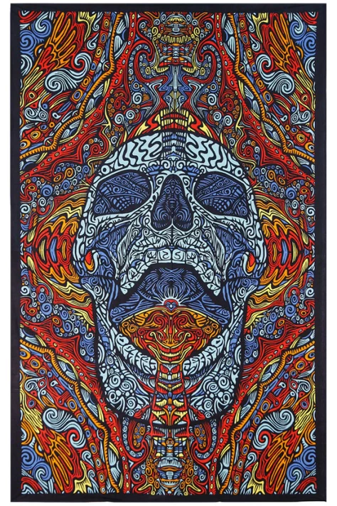 3D Tapestry Mindful Skull Tapestry