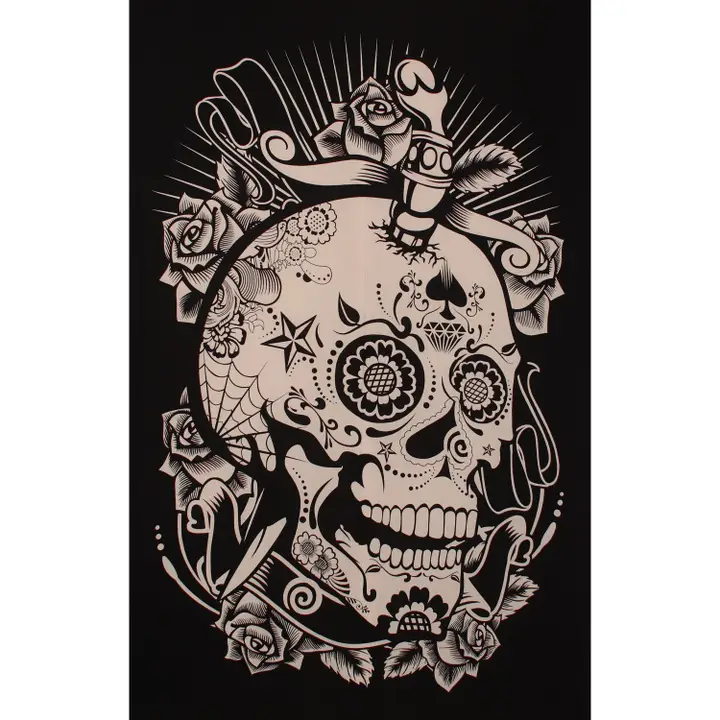 Black & White Skull Tapestry