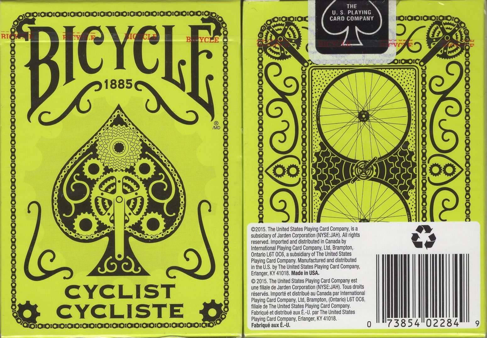 Cyclist Neon Yellow Bicycle Playing Cards