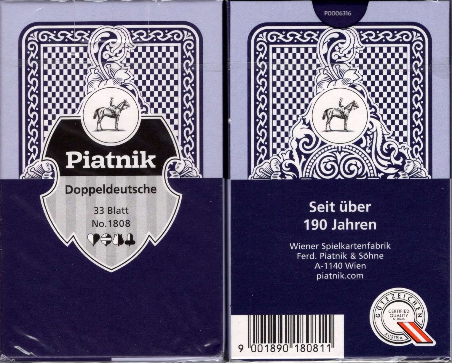 Doppeldeutsche (Double German) Blue Playing Cards Piatnik