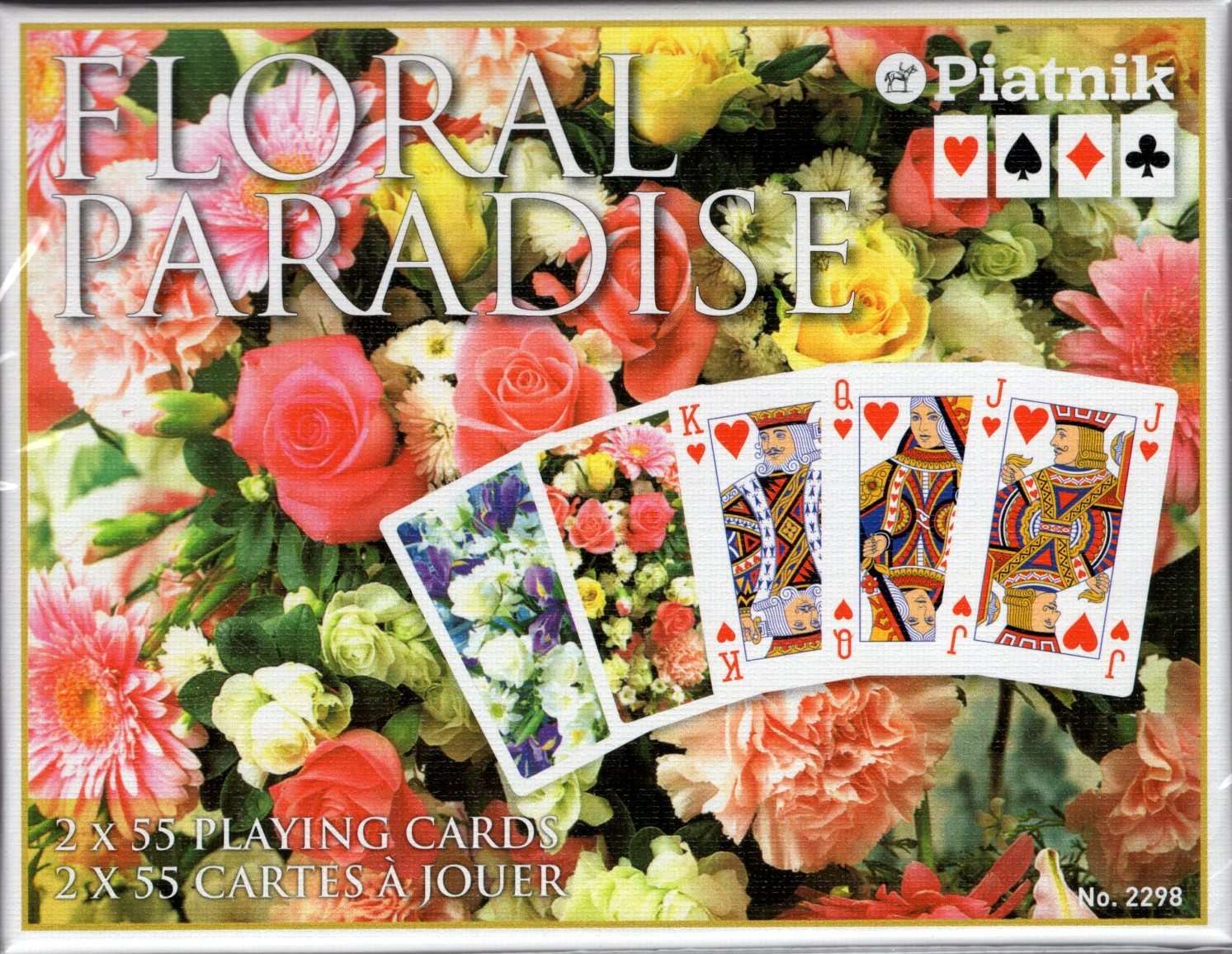 Floral Paradise Pink 2 Deck Set Bridge Playing Cards by Piatnik