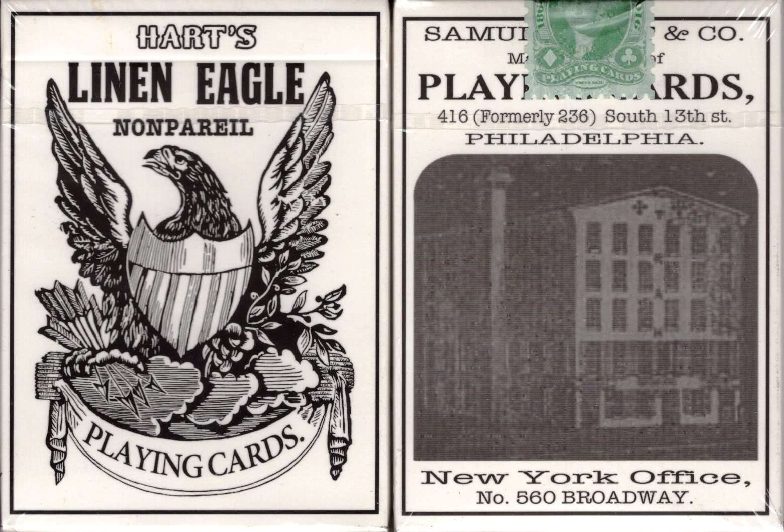 1864 Saladee's Replica Playing Cards Standard Deck Hart's Linen Eagle Deck