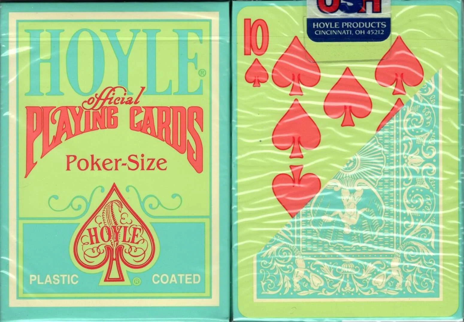 Hoyle Green Back Orange Pips Playing Cards