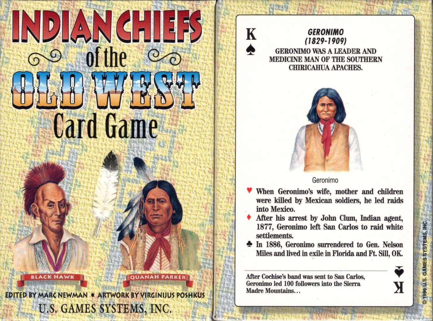 Indian Chiefs of the Old West Playing Cards USGS