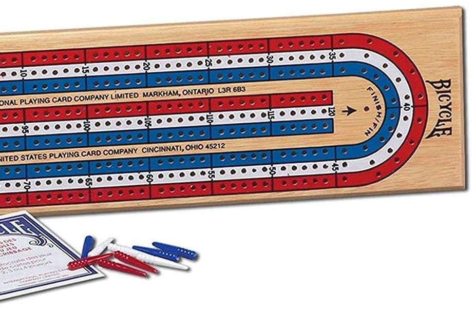Bicycle 3-Track Color Coded Wooden Cribbage Board