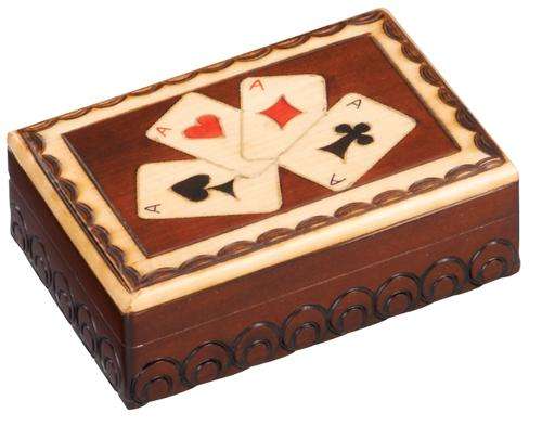 4 of a Kind Aces Wooden Box with Brass Inlay - Holds 1 Deck