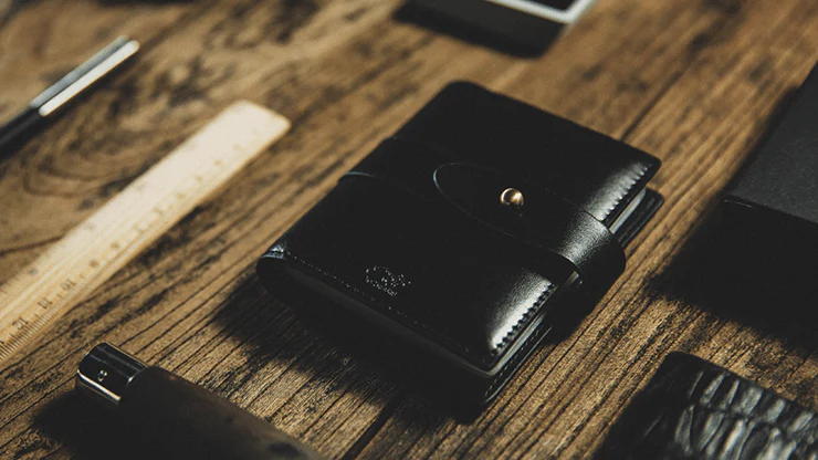 Multi Packet Black Leather Card Holder Folder