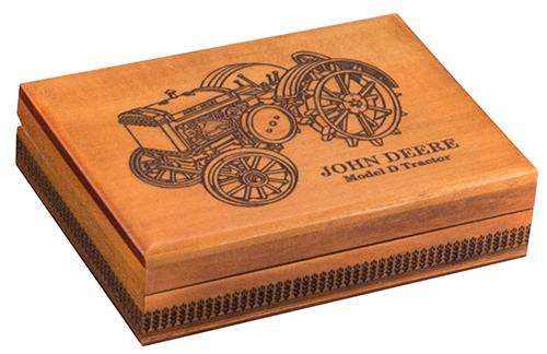 John Deere Vintage Tractor Wooden Box - Holds 2 Decks of Playing Cards