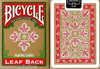 Leaf Back Red Gold Bicycle Playing Cards Deck
