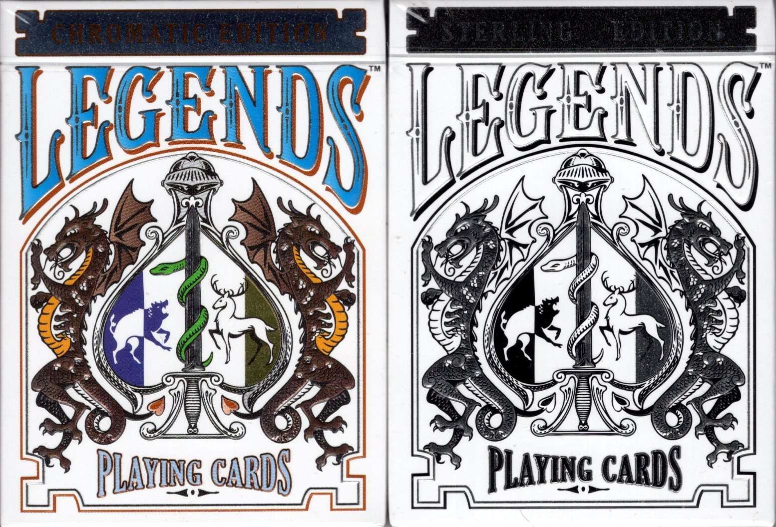 Legends Chromatic & Sterling Playing Cards 2 Deck Set LPCC