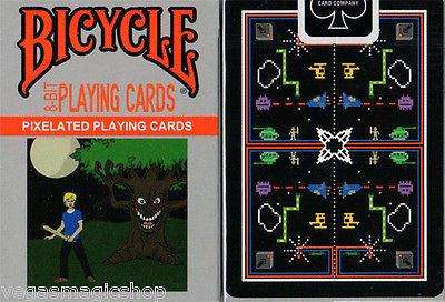 8-Bit Black Pixelated Bicycle Playing Cards Deck