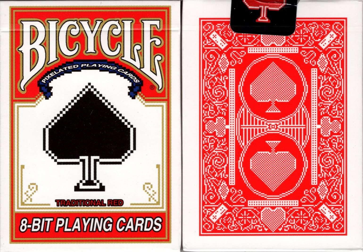 8-Bit Traditional Red Pixelated Bicycle Playing Cards Deck