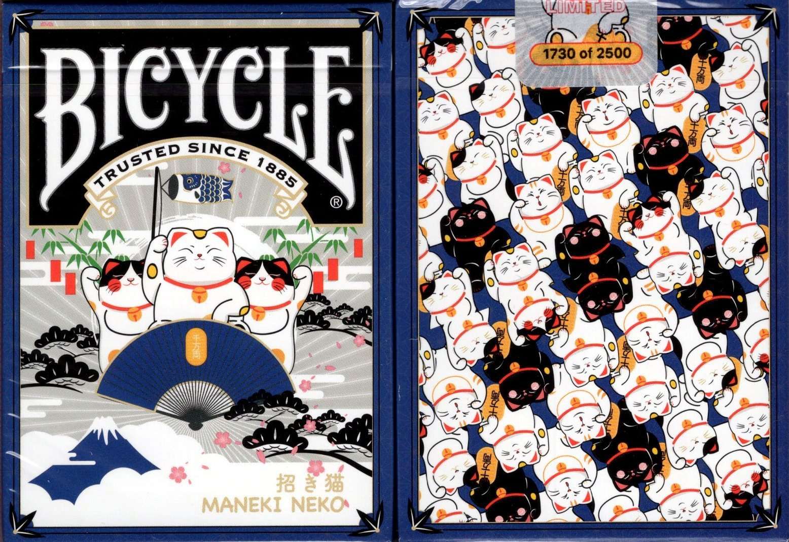 Maneki Neko Blue Bicycle Playing Cards