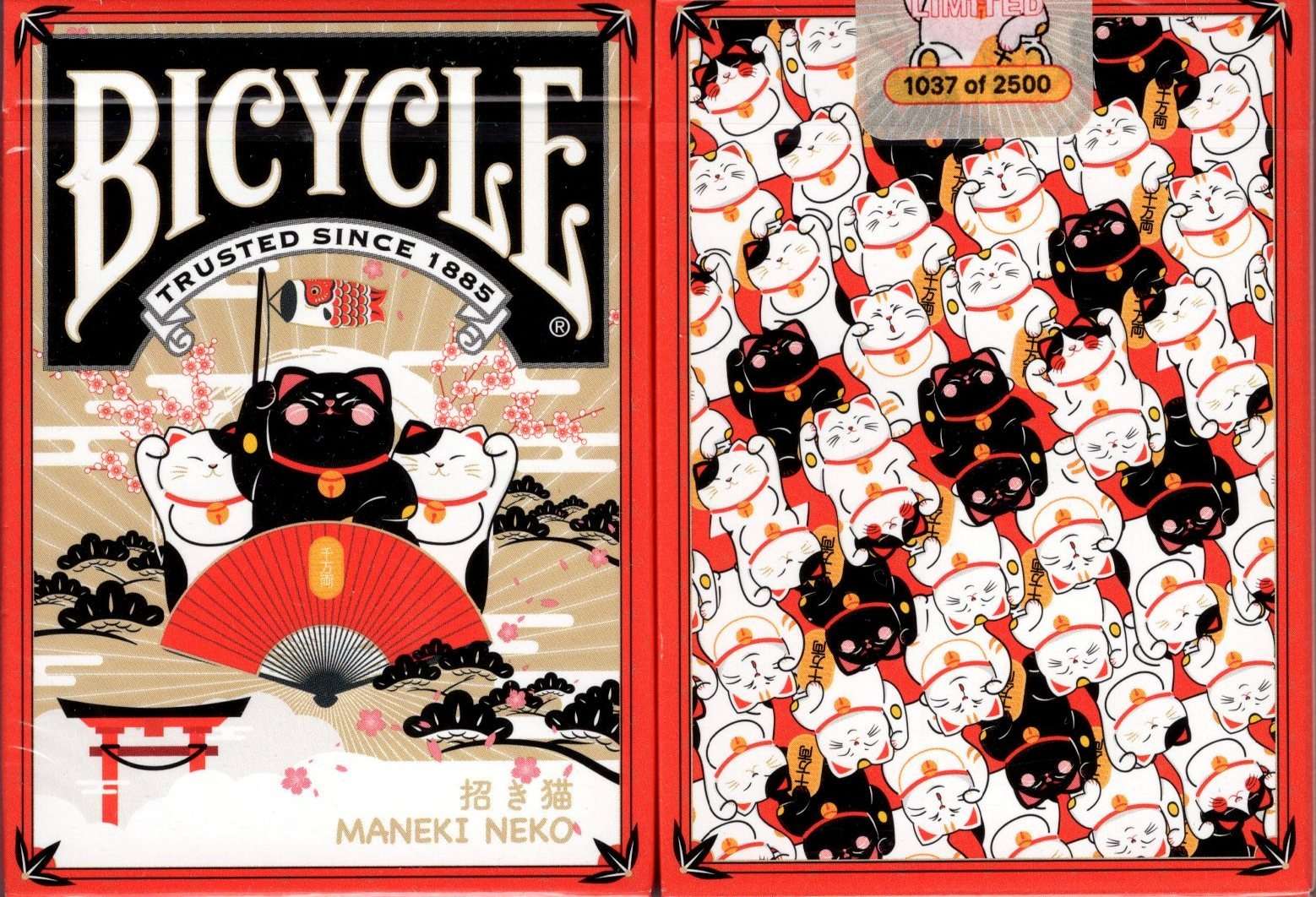 Maneki Neko Red Bicycle Playing Cards