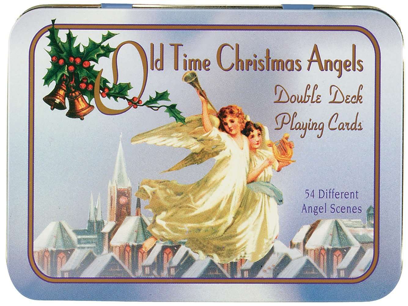 Old Time Christmas Angels Deluxe 2 Deck Bridge Set In Tin USGS