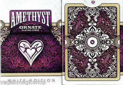 Ornate White Amethyst Playing Cards Deck USPCC