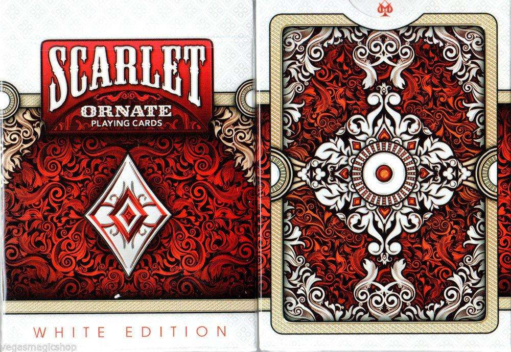Ornate White Scarlet Playing Cards Deck USPCC