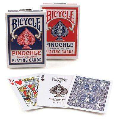 Pinochle Bicycle Rider Back 2 Deck Set Red & Blue Playing Cards
