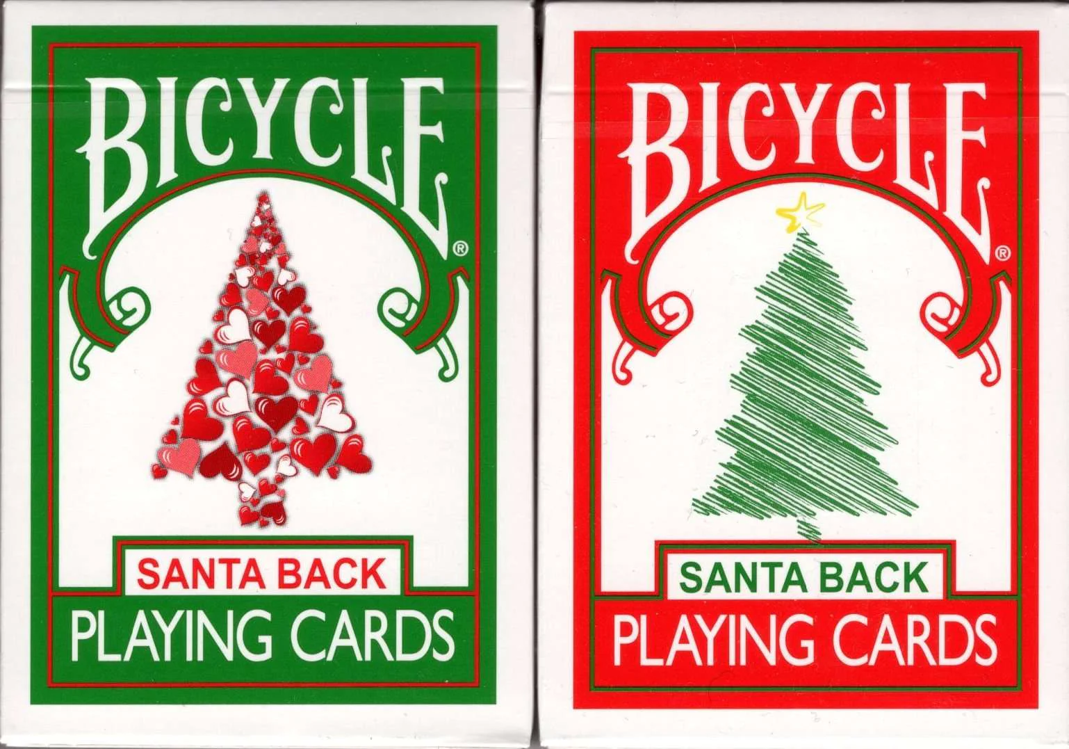 Santa Back 2 Deck Set Red & Green Bicycle Playing Cards