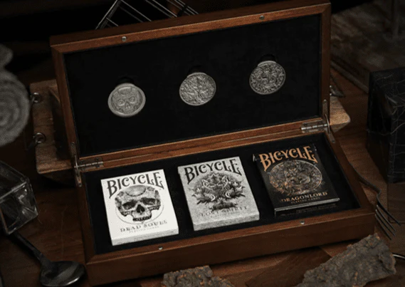 Apocalypse Bicycle Wooden Box Set (3 Decks & 3 Coins) Playing Cards