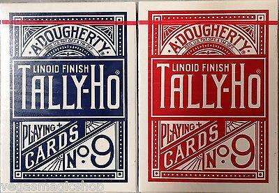 Tally-Ho Blue & Red Fan Back 2 Deck Set Playing Card