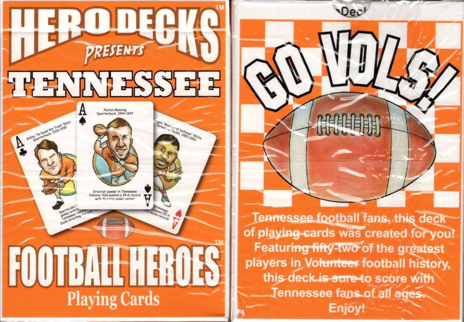 Tennessee Football Heroes Playing Cards