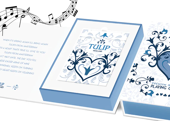 Tulip White Music Box & Deck Collector's Playing Cards