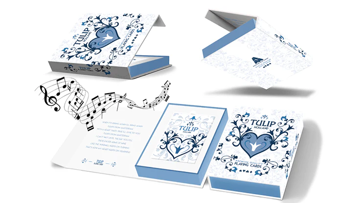 Tulip White Music Box & Deck Collector's Playing Cards