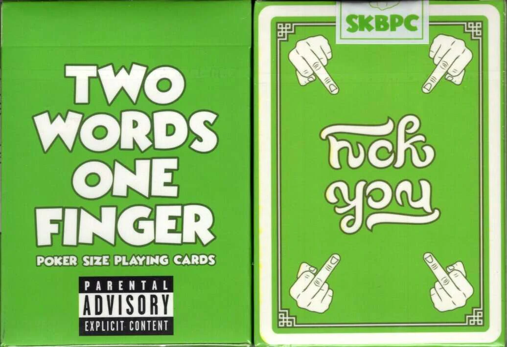 Two Words One Finger Playing Cards Green KeyCardPCC