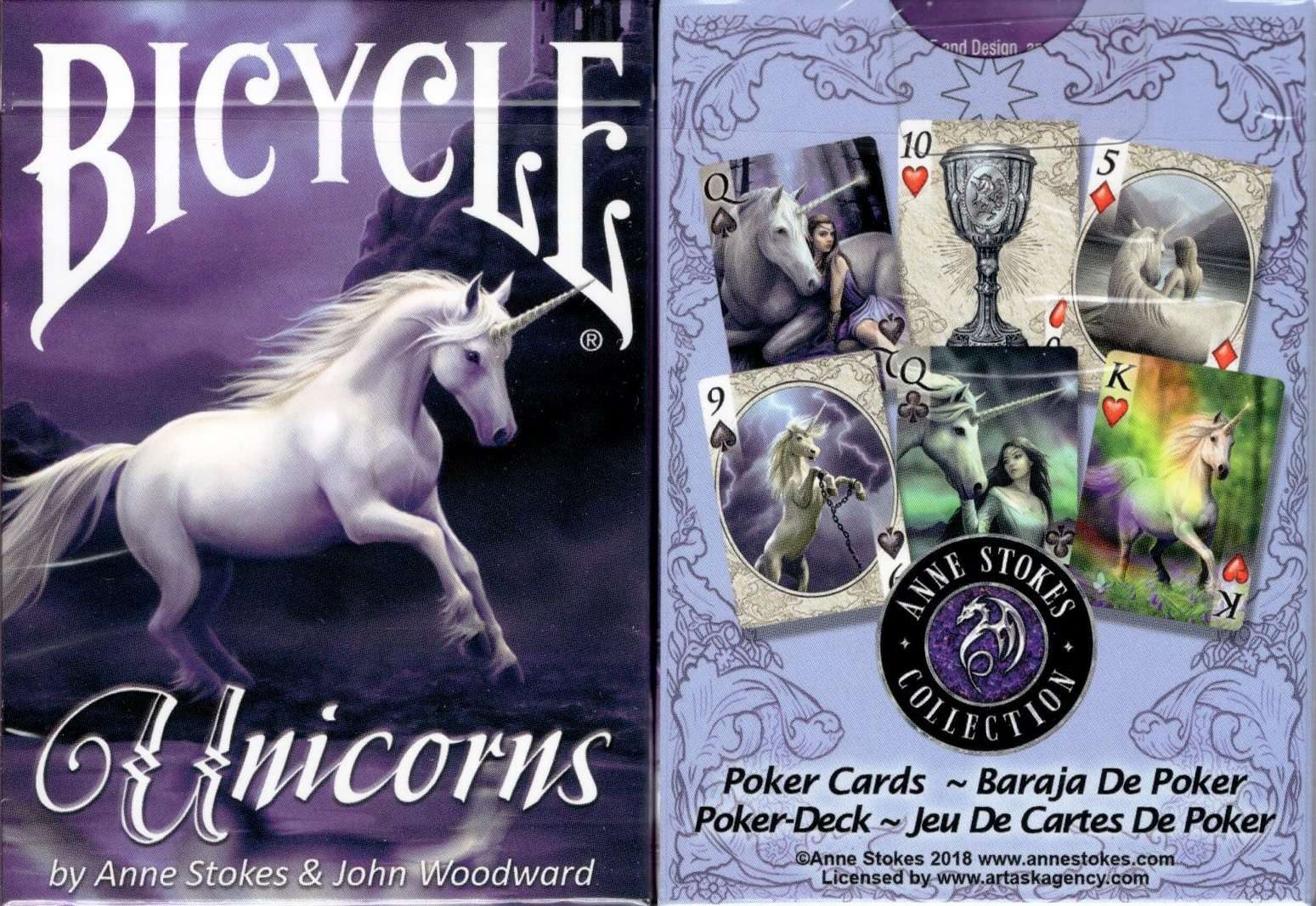 Unicorns Purple Bicycle Playing Cards
