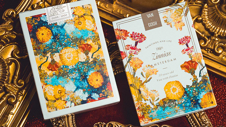 Van Gogh Zinnias Playing Cards with Numbered Seal