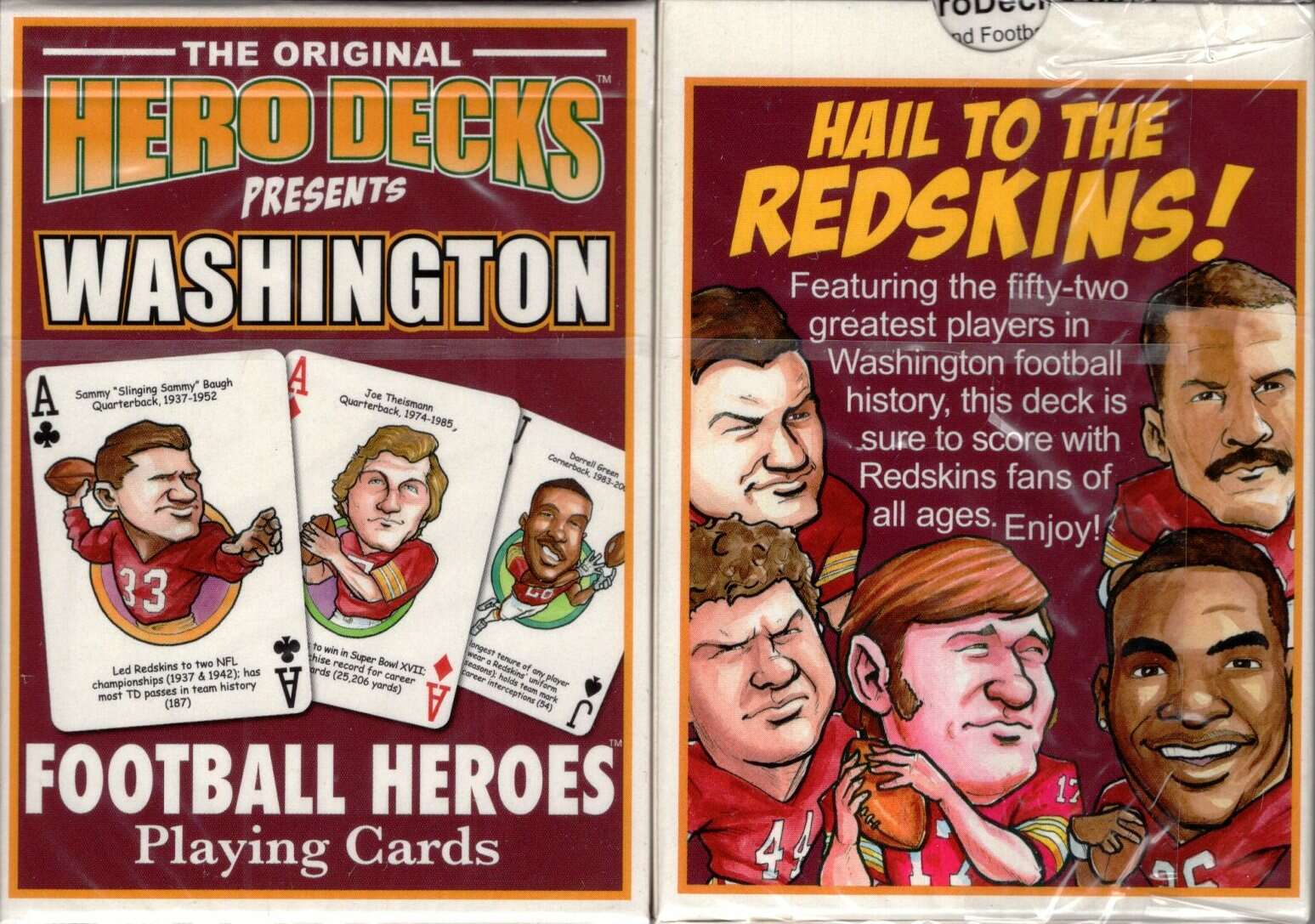 Washington Football Heroes Playing Cards