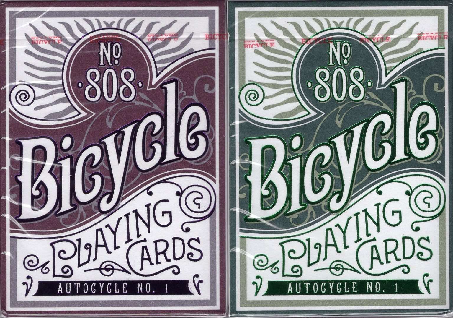AUTOCYCLE NO.1 Bicycle Playing Cards - Purple & Green in Collectors Tin
