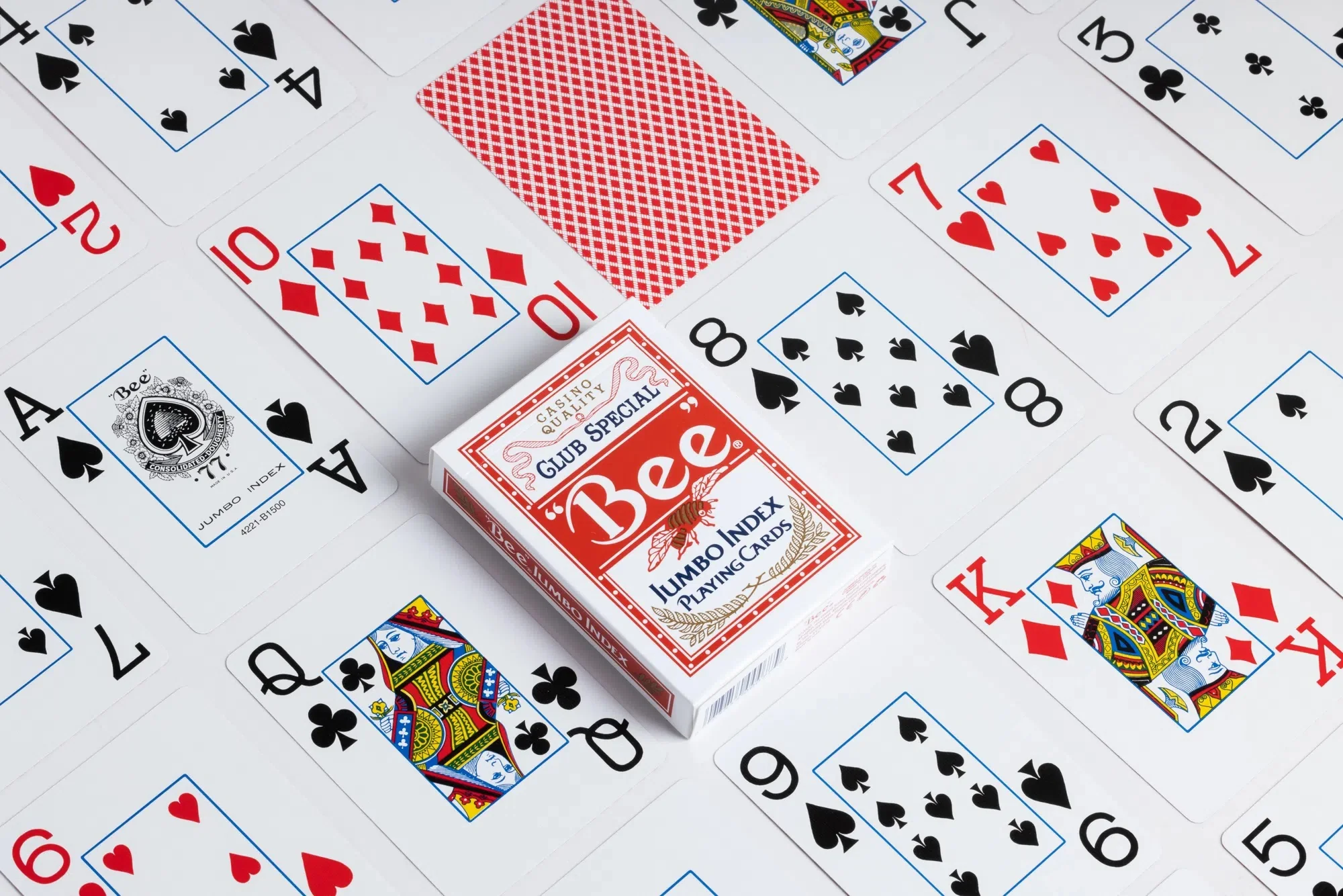 Bee Jumbo Index Red Playing Cards - Casino Quality