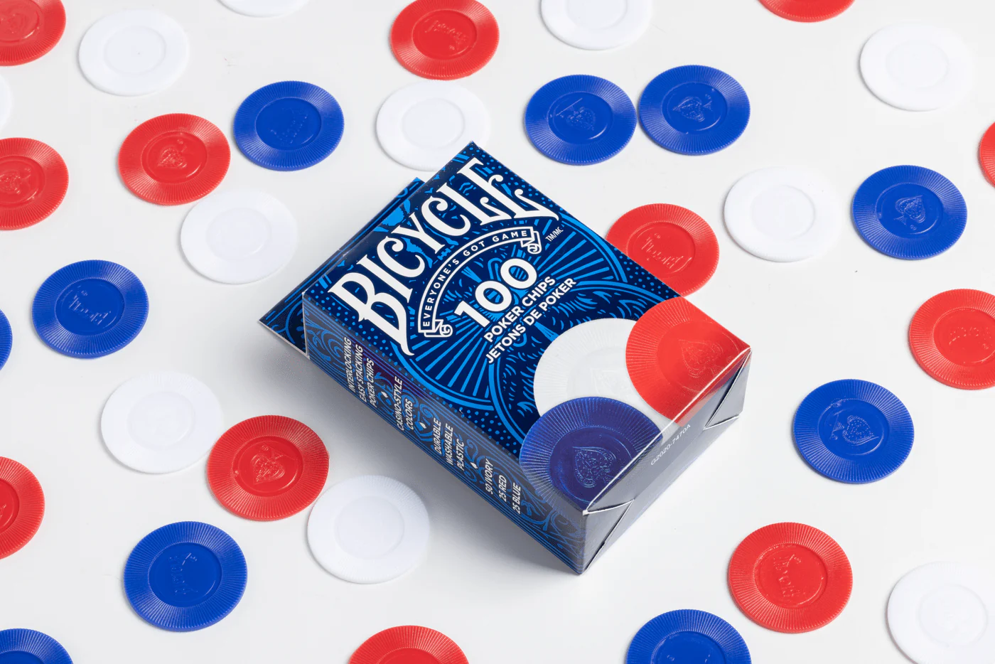 Bicycle Plastic Poker Chips - 100 Count, 2 Gram Set